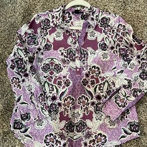 ERIKA LONG SLEEVE PURPLE FLOWER PRINT BLOUSE